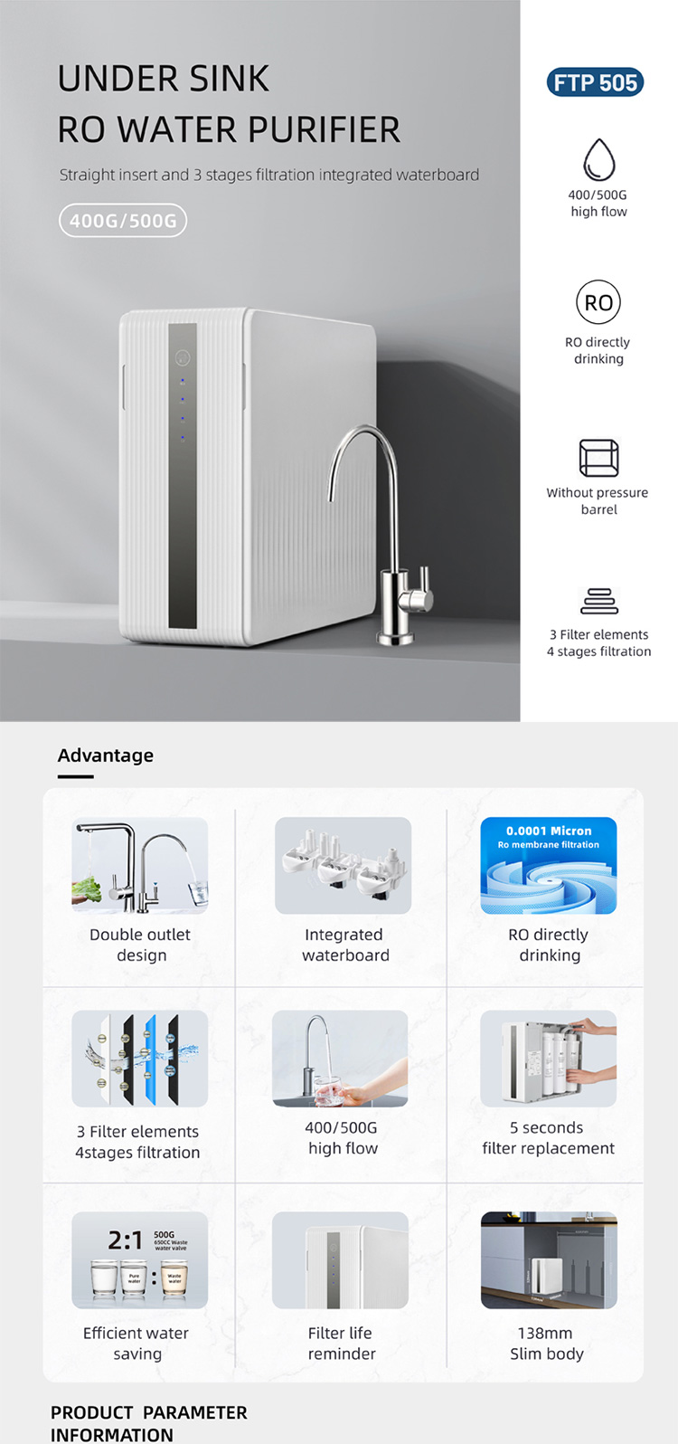 Under Sink RO water purifier