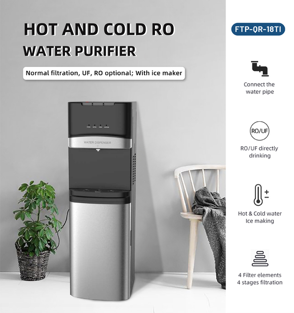 4 Stages Water Filter Hot And Cold Water Filtered Standing Water Dispenser