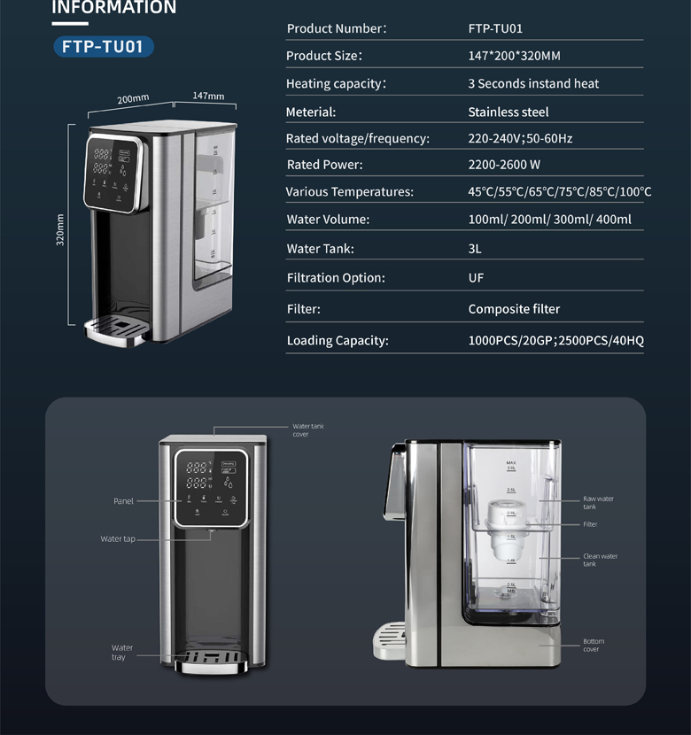 Countertop UF water purifier